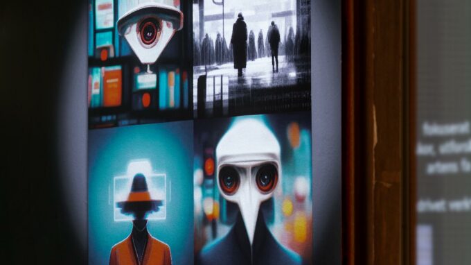 ai genererad bild på utställningen hyper hmans teman