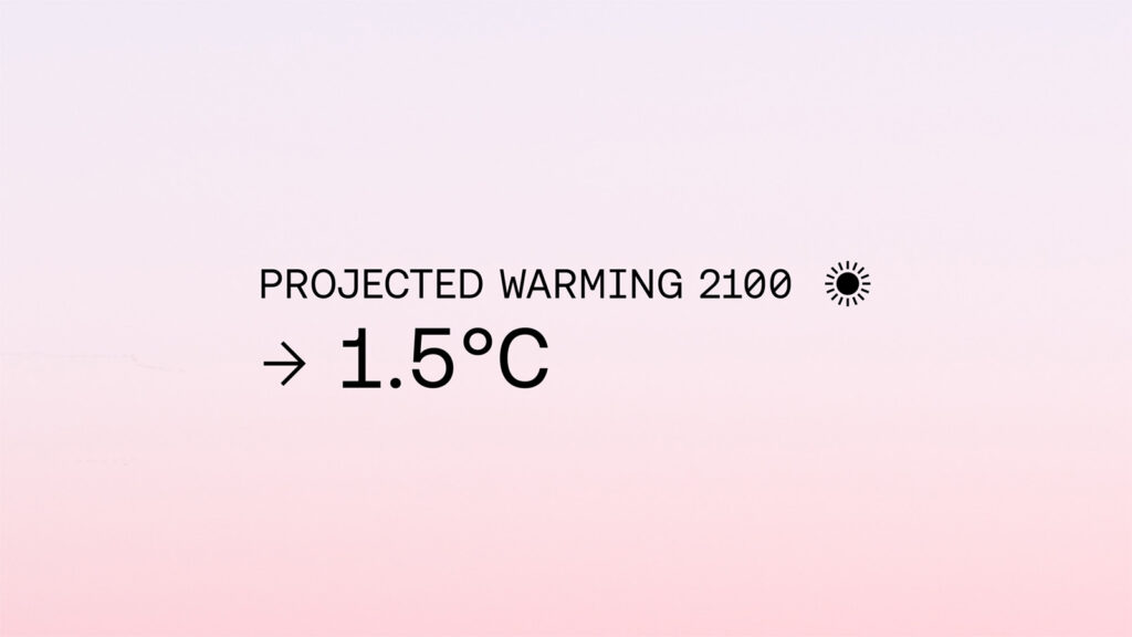 rosa bakgrund med texten projected warming 2100