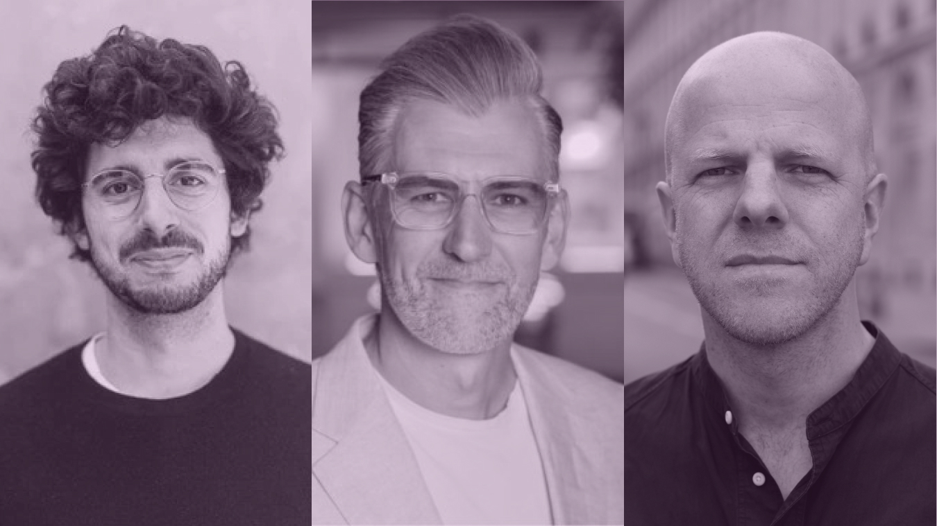 Porträtt av Lukasz Lindell, Martin Gelin och Gunnar Harrius.